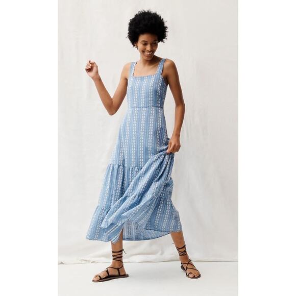 Madewell Dresses & Skirts - Madewell Embroidered Buttonback Tiered Midi Flowy Tank Sundress - 12 Blue